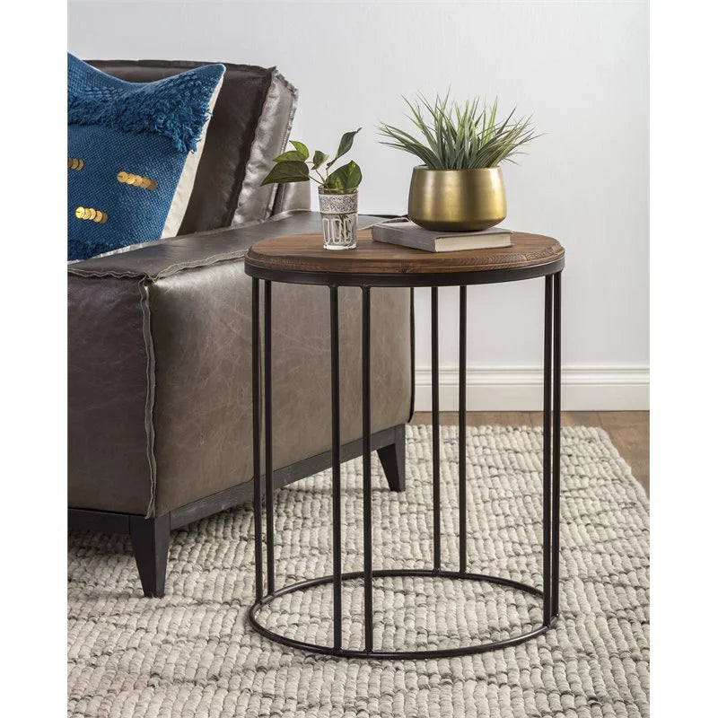 Reclaimed Pine End Table in Distressed Mahogany and Black S653407