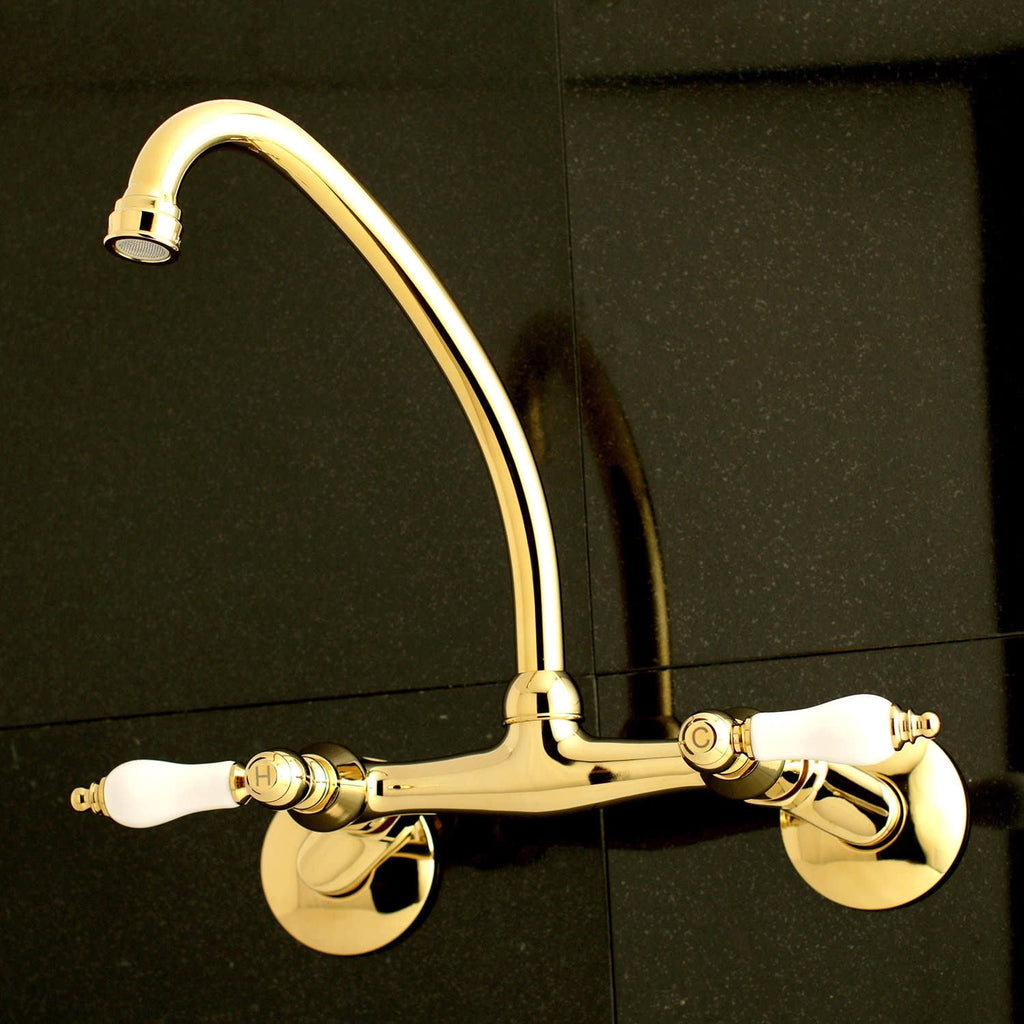 Polished Chrome 2-Handle Wall Mount Kitchen Faucet O298