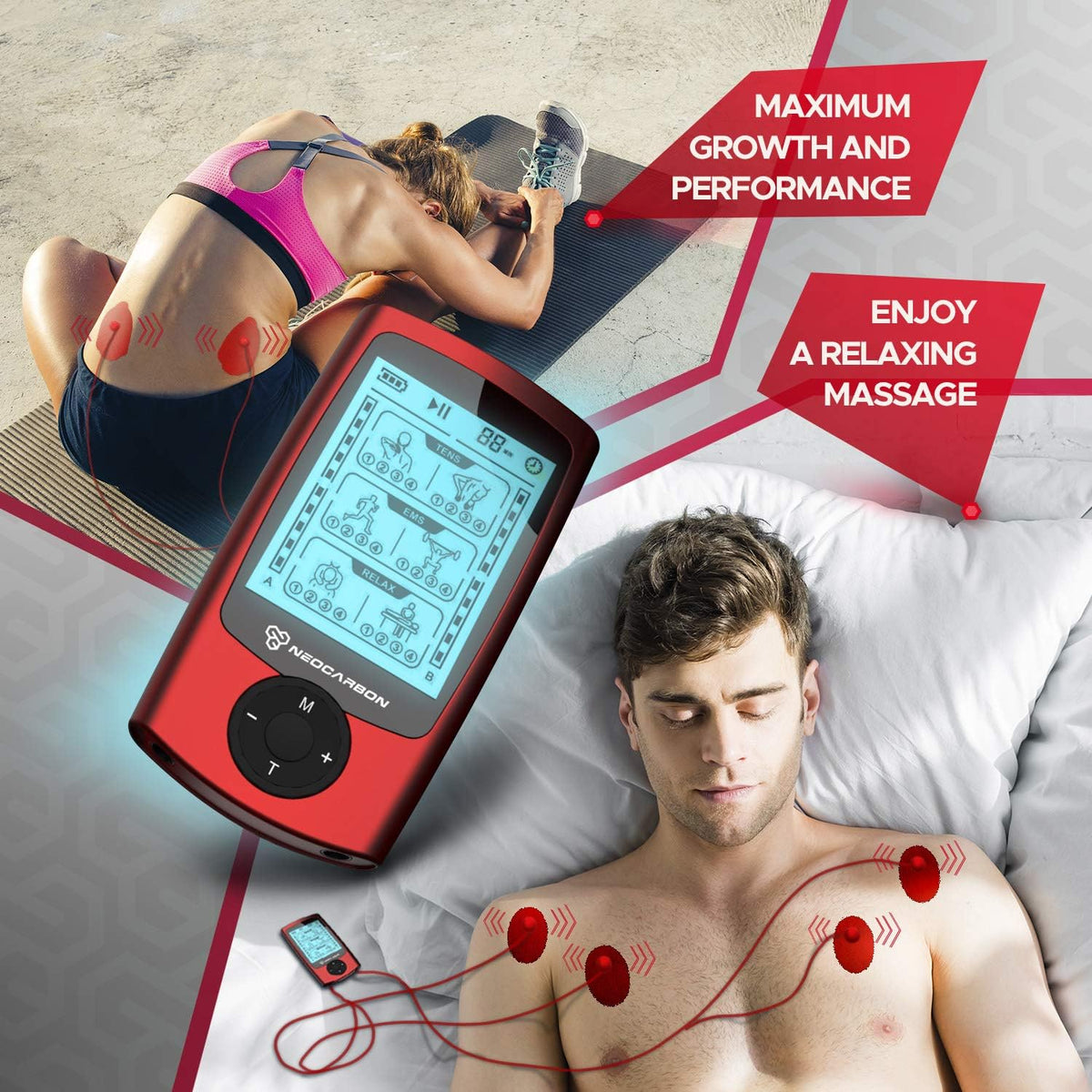 TENS EMS Muscle Stimulator with 16 Electrode Pads G3409
