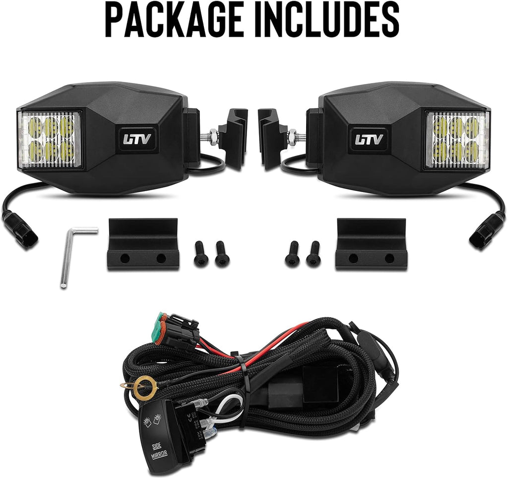 Aluminium UTV Side Mirrors with LED Spot Lights, One Pair U540565