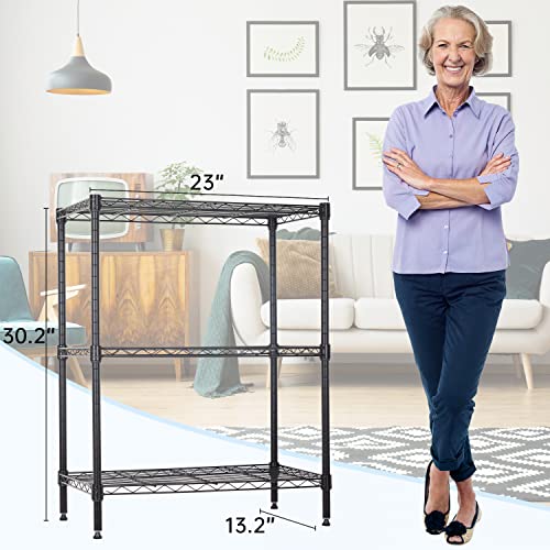 Black 4 Tier Steel Wire Shelving Unit H2758