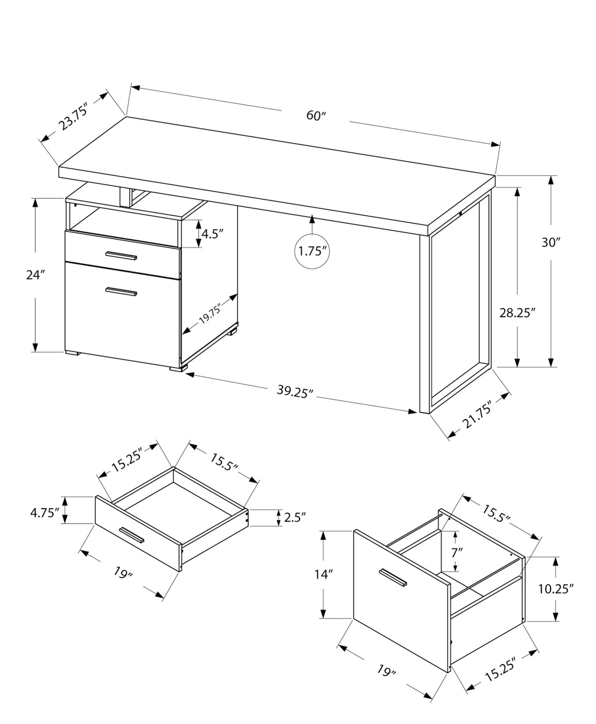 Brown Laminate Computer Desk with Storage Drawers J777735