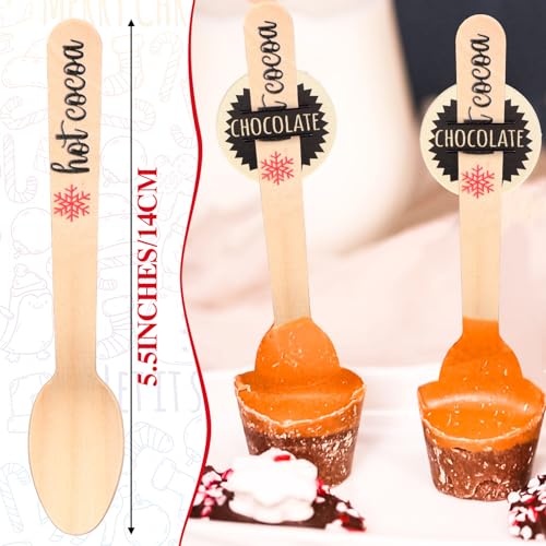 100 Set Christmas Disposable Wooden Spoons 5.5 Inches P652