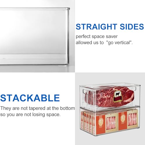 2 Pack Deep Freezer Organizer Bins, Stackable Chest Freezer Storage Bins, Food-Grade Plastic Z16849