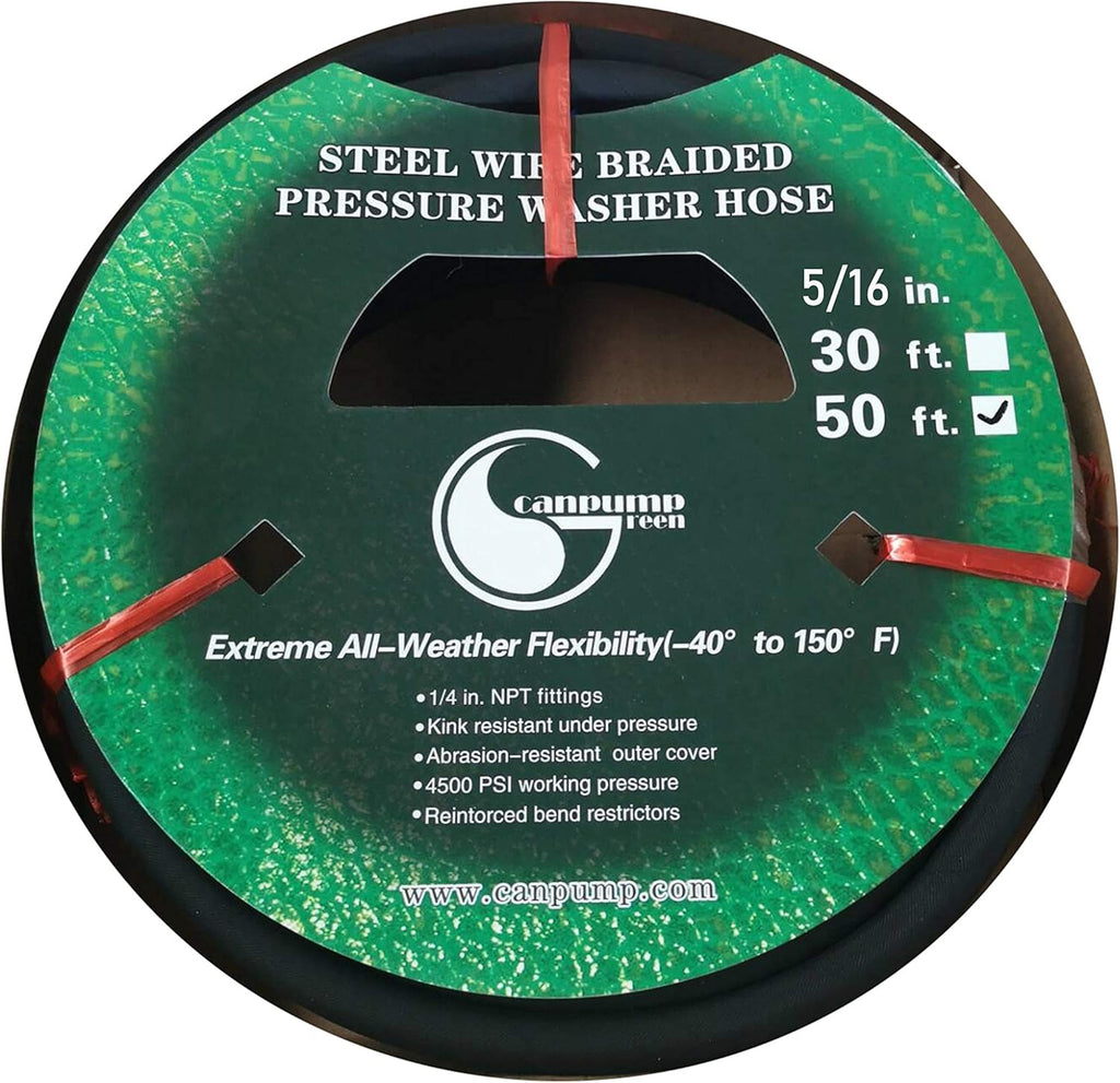 Pressure Washer Hose 4000 PSI Black 5/16 x 50 FT Pack of 2 L584547