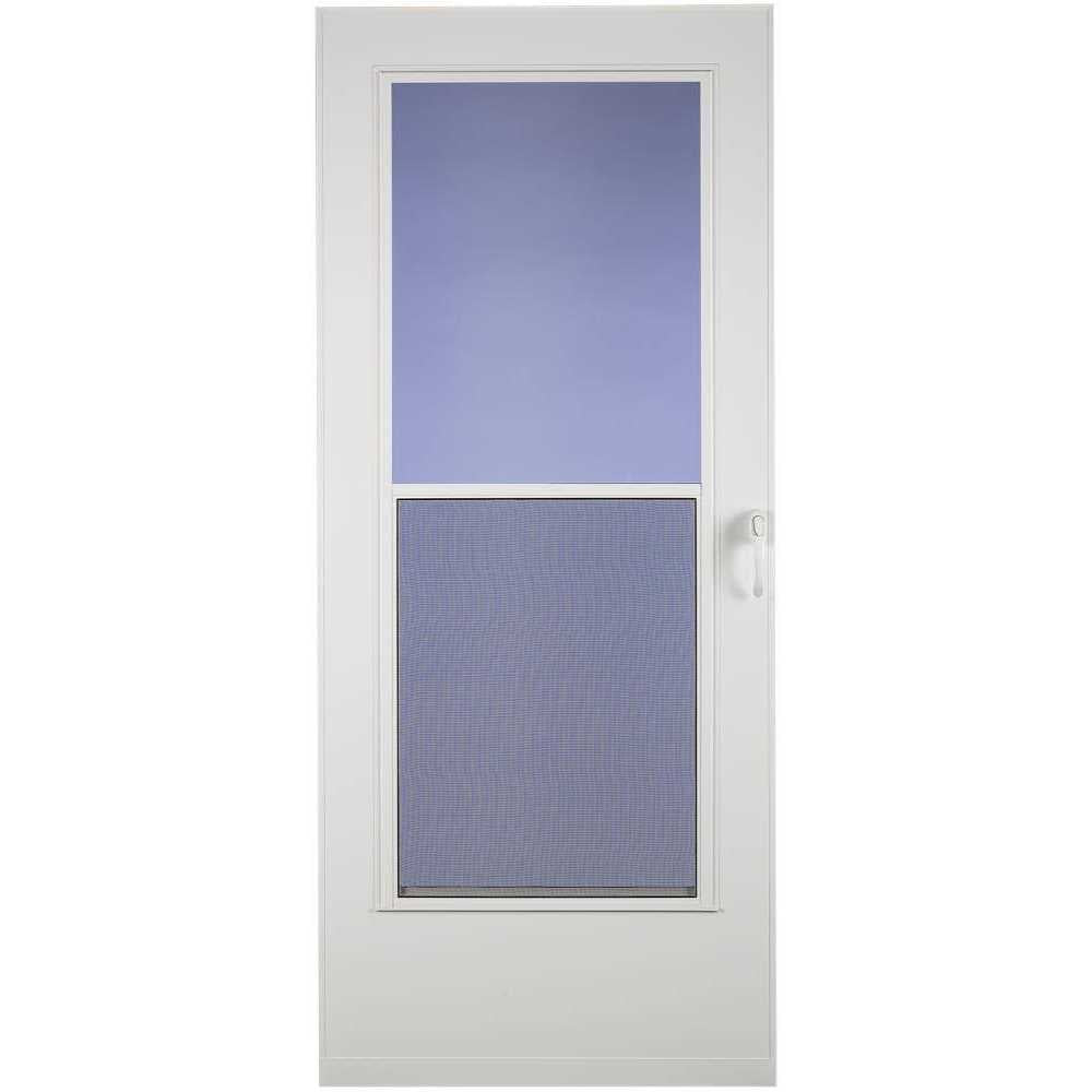 White Mid-View Wood Core Storm Door T384799