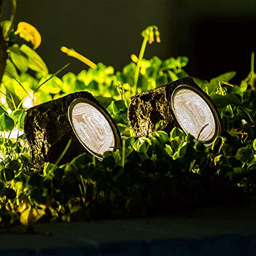 2 Pack 10 LED Waterproof Solar Powered Rock Light F70655