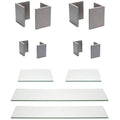12-Piece Bamboo L-Shape Riser Set with Clear Glass Buffet Boards Q27756