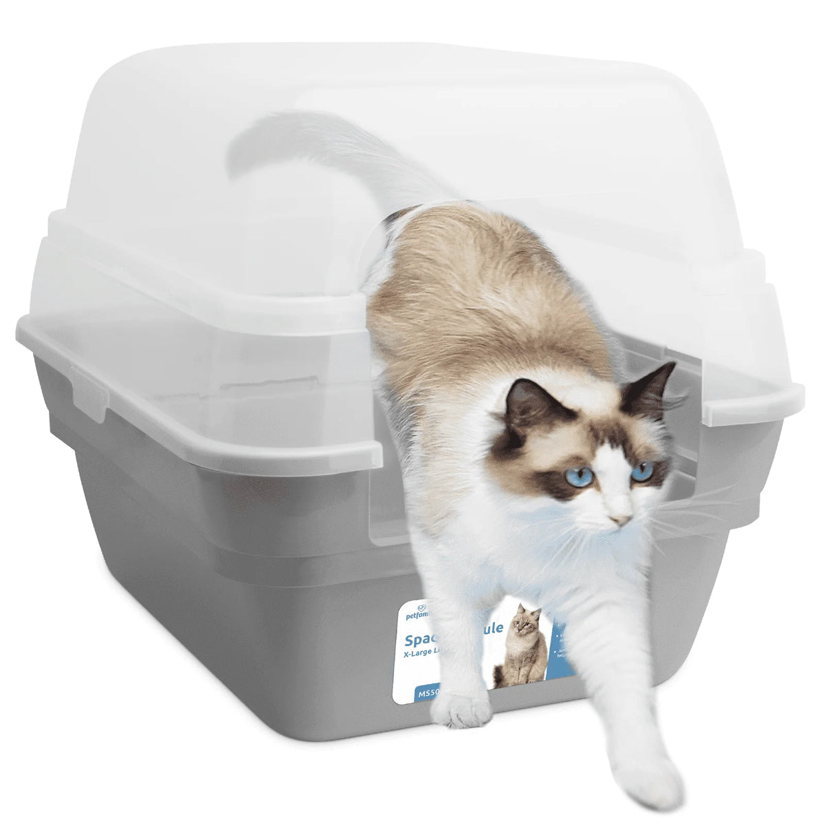 Extra Large Grey Hooded Cat Litter Box Y67021