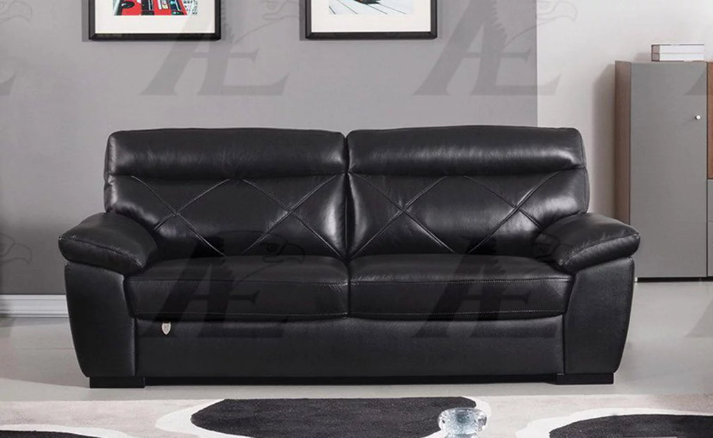 Black Italian Leather Sofa and Loveseat Set N8336