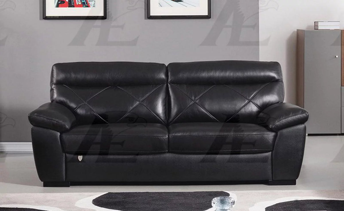 Black Italian Leather Sofa and Loveseat Set N8336