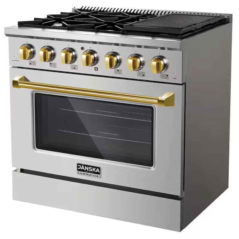 6-Burners Gas Range with Convection Oven and Griddle in Stainless Steel S3484