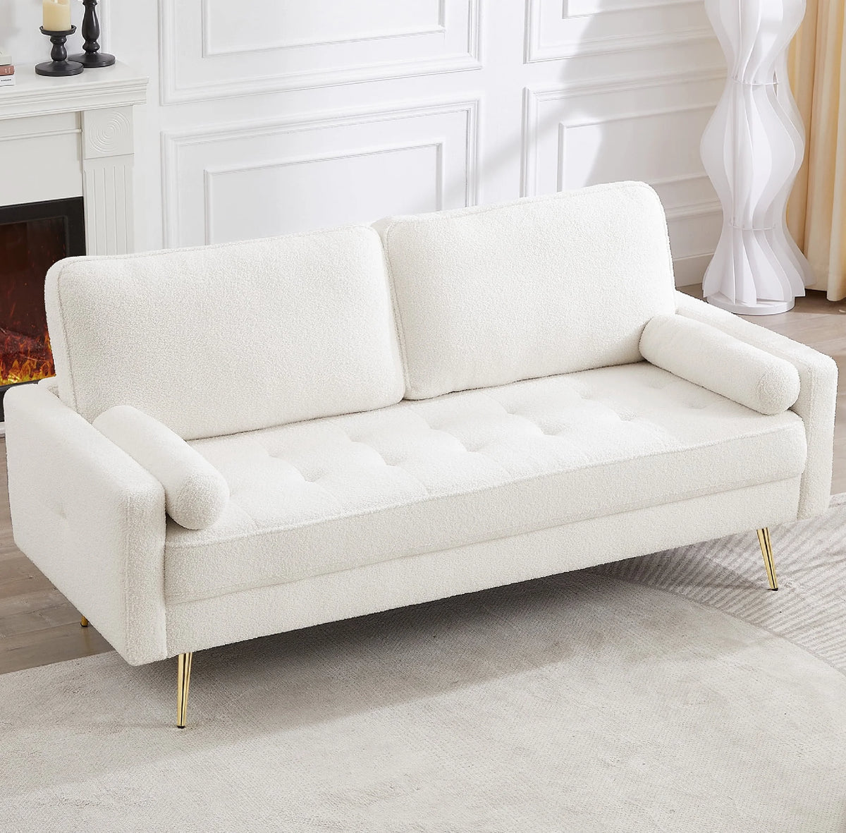 2 Seater Boucle Sofa with 2 Pillow T887