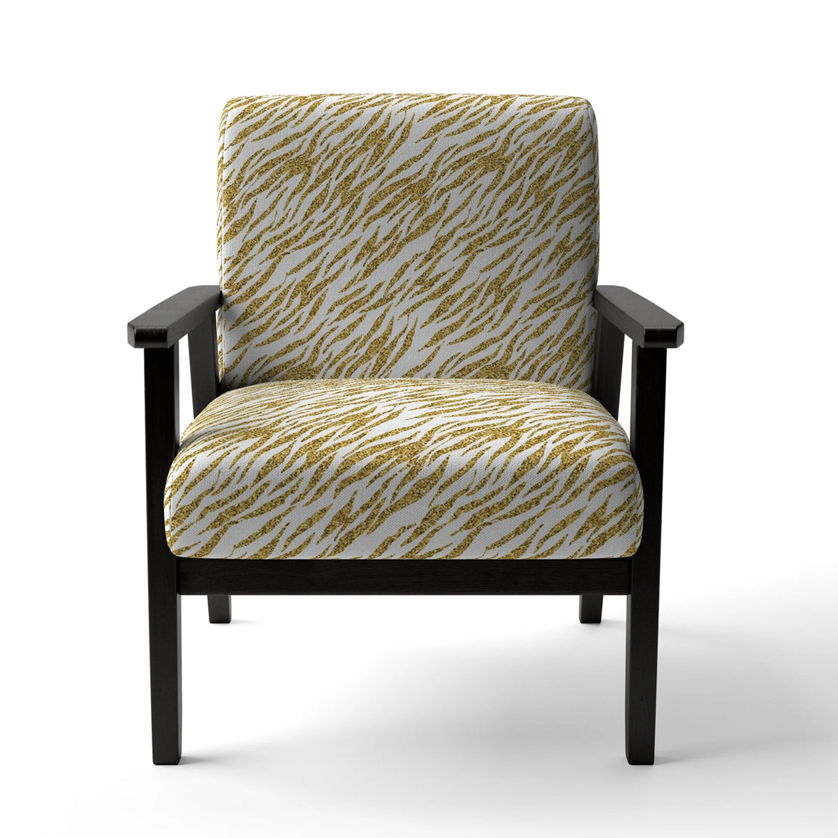 Gold Tiger Stripes on White Upholstered Accent Chair F269342