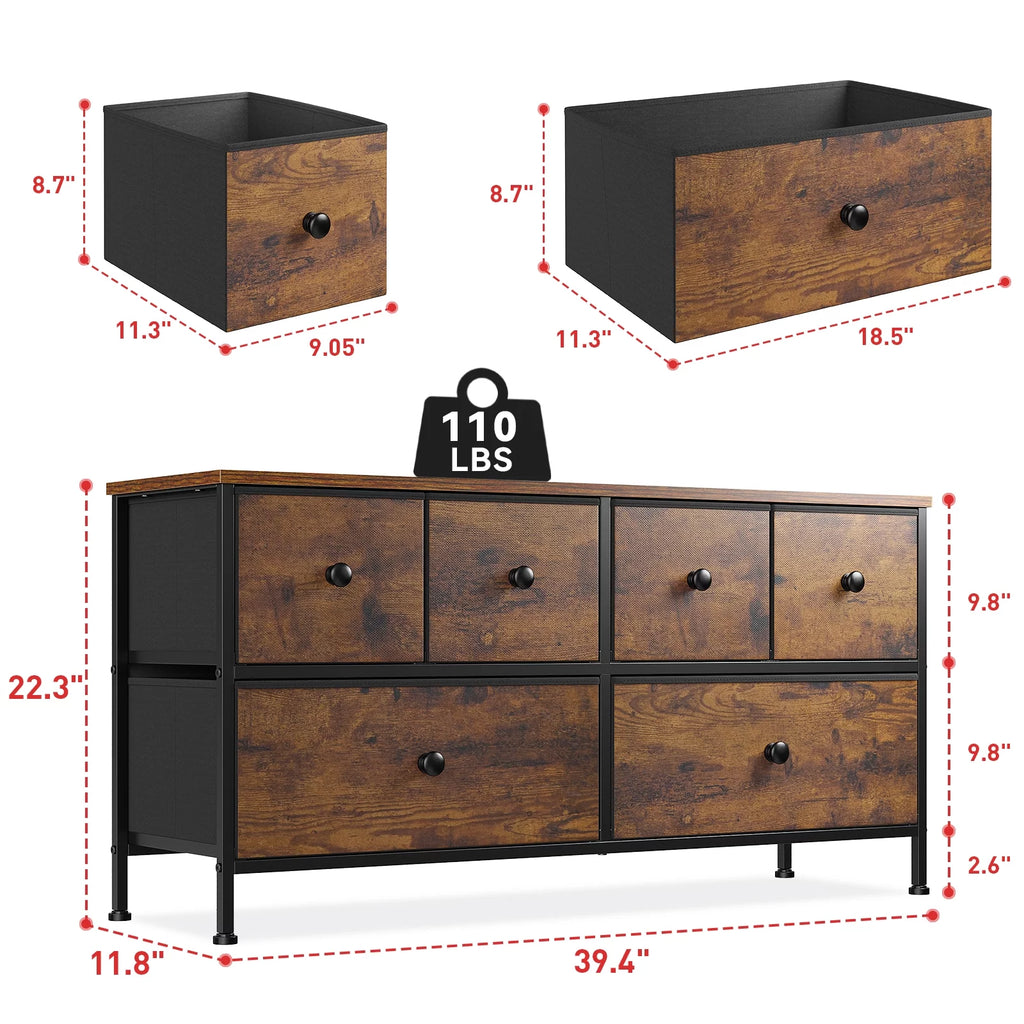 Black 8 Drawer Fabric Dresser TV Stand T11677