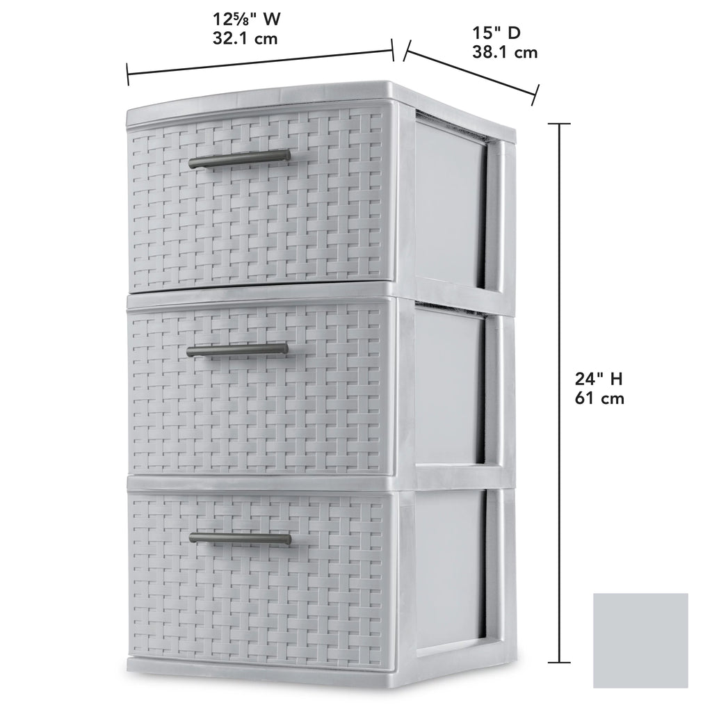 3 Drawer Plastic Weave Tower Set of 2 Z27103