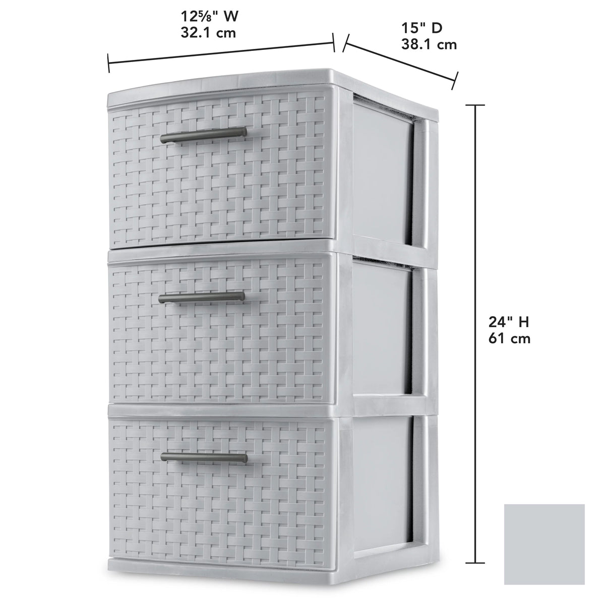 3 Drawer Plastic Weave Tower Set of 2 Z27103