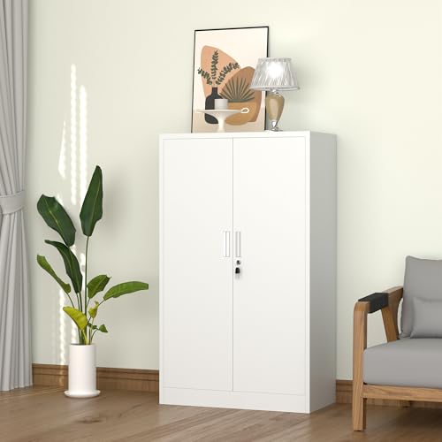 Black Metal Storage Cabinet with Locking Doors and Adjustable Shelves Q763401