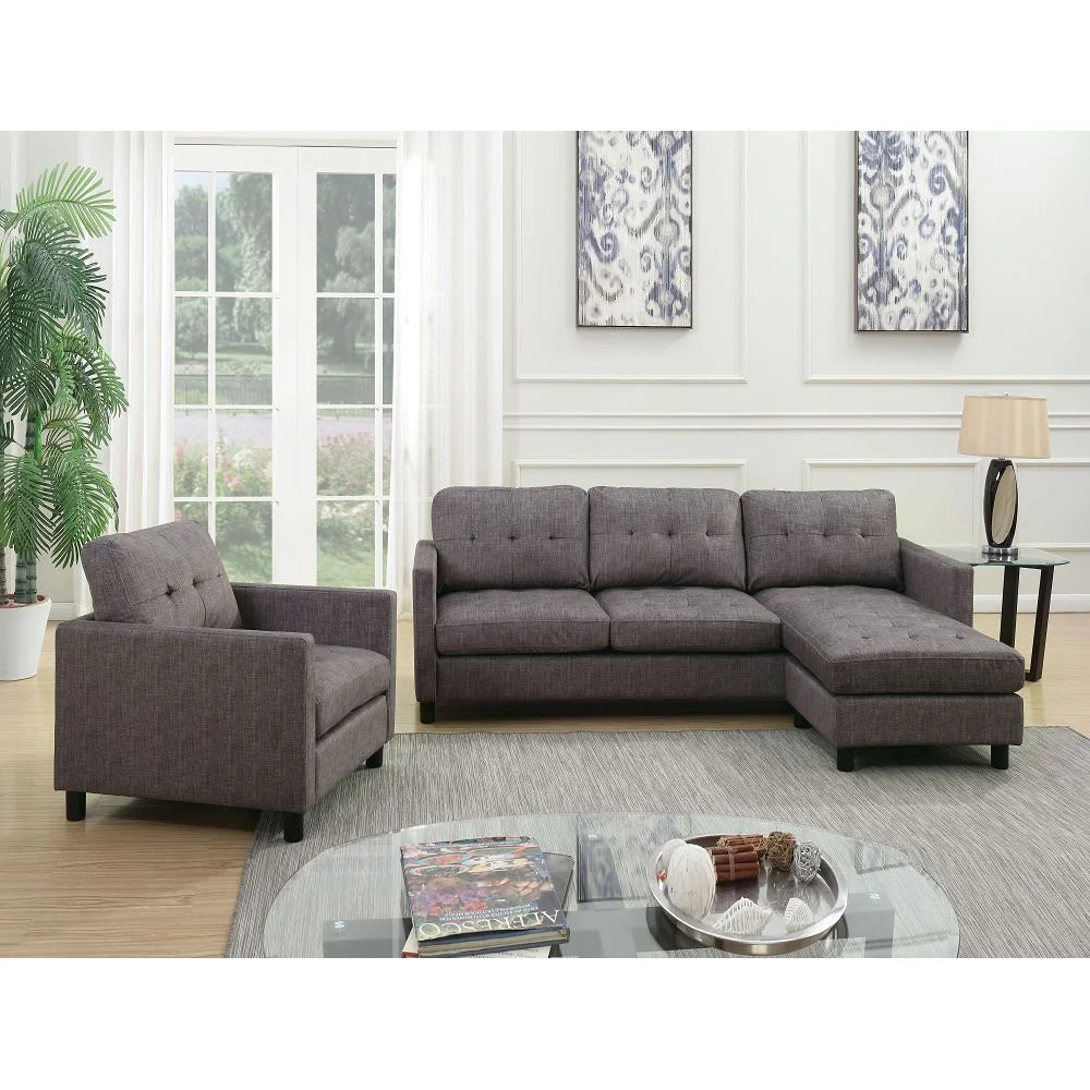 Gray Fabric Sectional Sofa R557