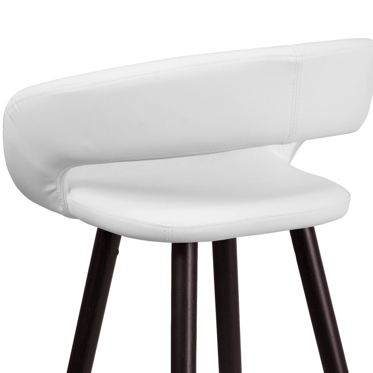 Cappuccino Wood Barstool with White Vinyl Q379