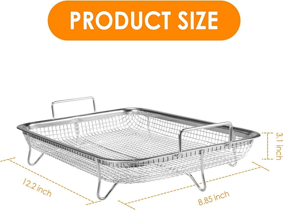 2pc Non-Stick Stainless Steel Air Fryer Basket L122