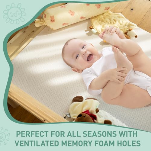 Machine Washable Memory Foam Toddler Mattress Topper with Non-Slip Cover J80200