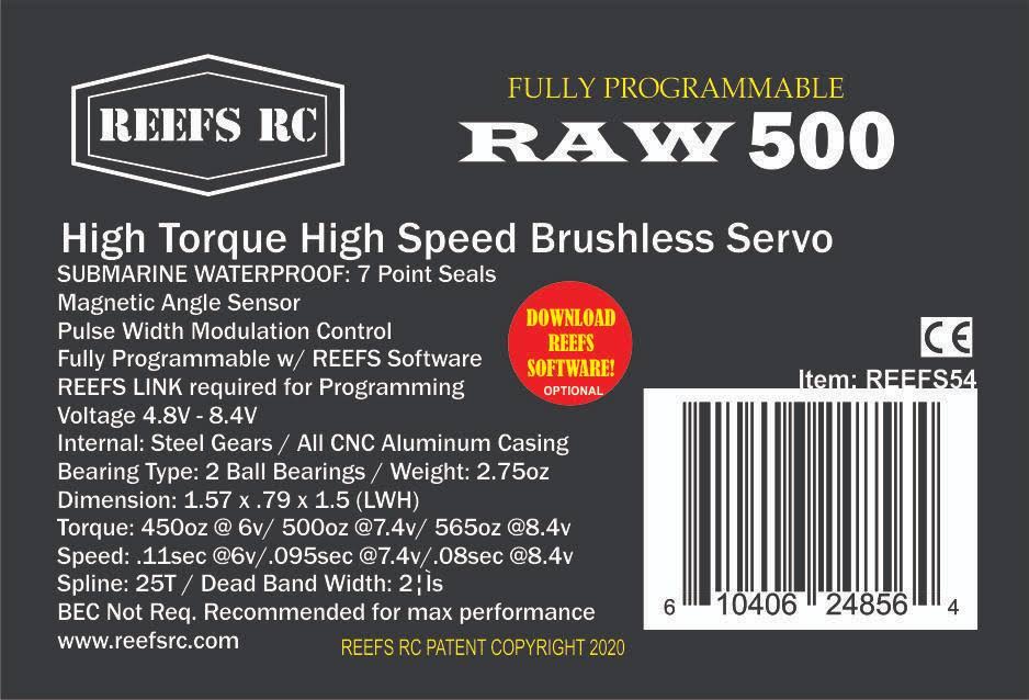 500 Raw High Torque Waterproof Brushless Servo O86044