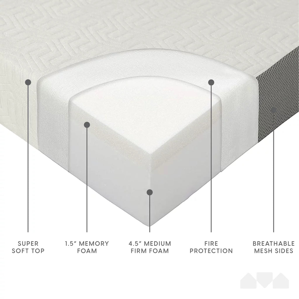 6-Inch Memory Foam Tri Folding Mattress with Removable Cover J728