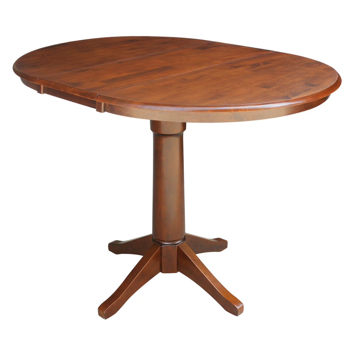 Espresso Round Solid Wood Extension Dining Table with 4 Counter Height Stools P59152