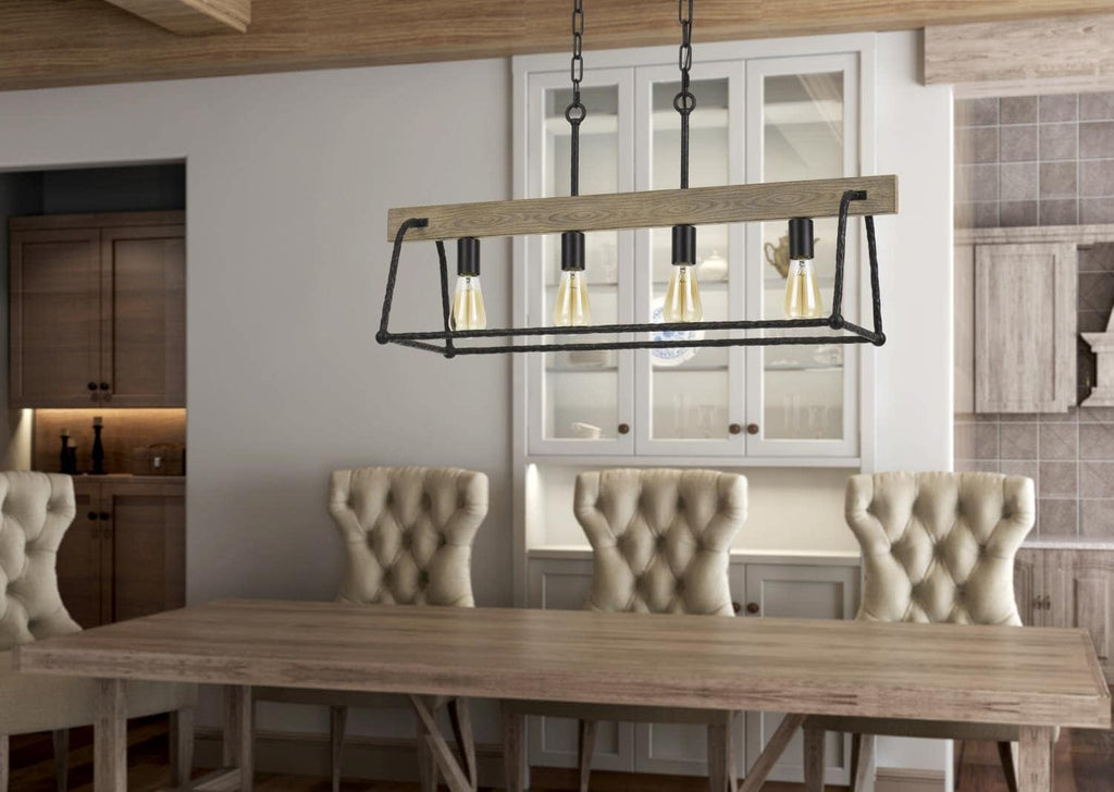 Four Light Chandelier in Black Finish I3596
