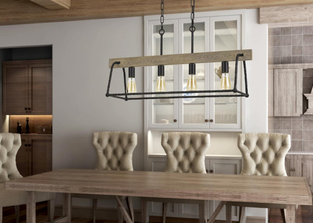 Four Light Chandelier in Black Finish I3596