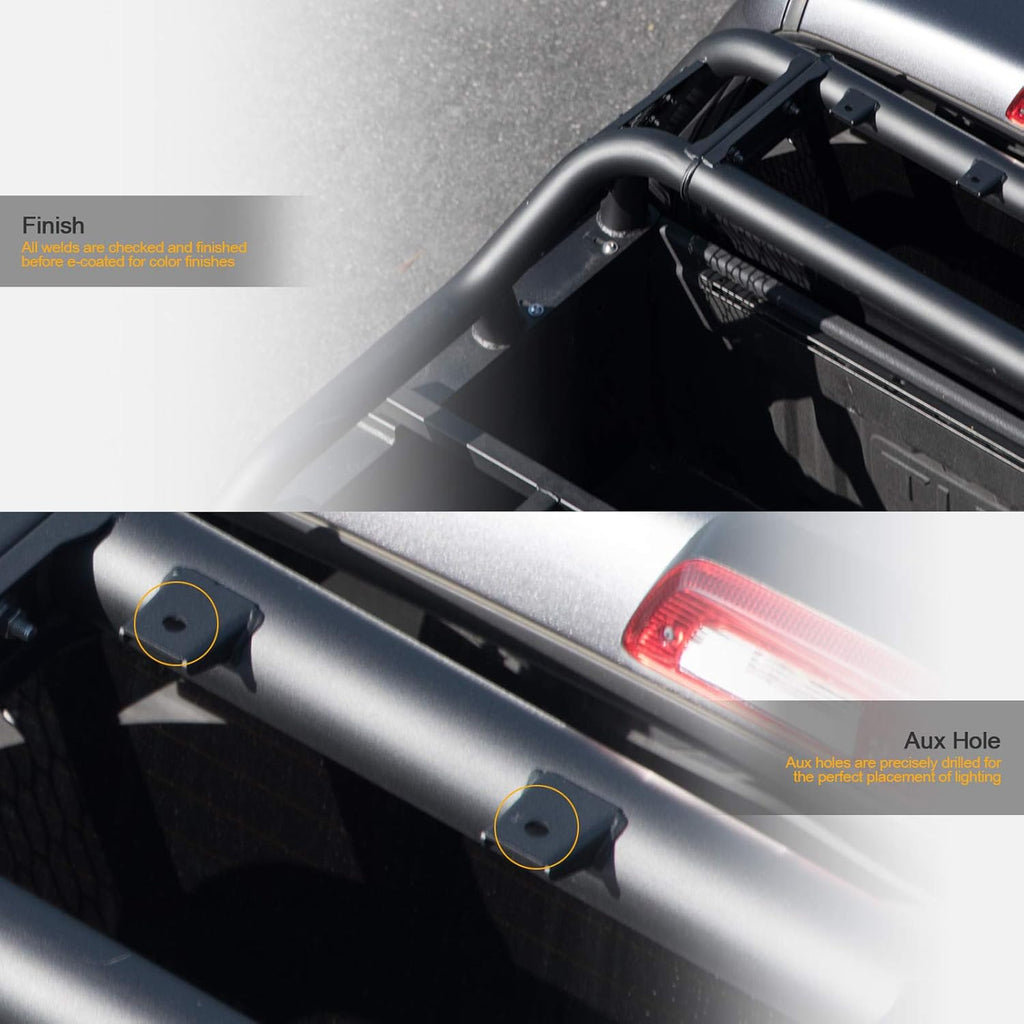 Matte Black Truck Bed Roll Bar with Tire Carrier W5693