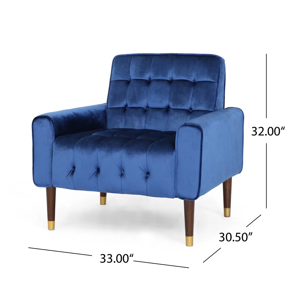 Navy Blue Velvet Tufted Armchair Q2298
