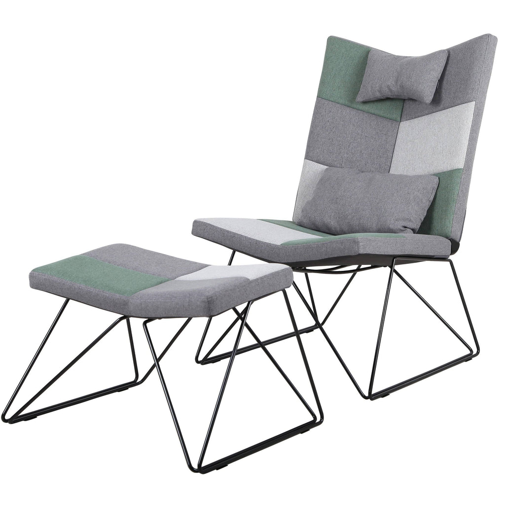 Padded Armless Accent Chair with Ottoman - Grey S602339