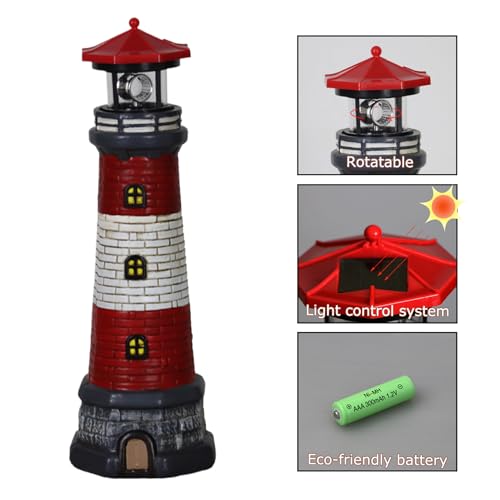 Solar Lighthouse with Rotating LED Lights Waterproof P283