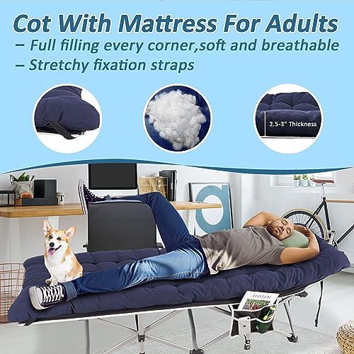 Portable Camping Cot with Thick Mattress and Carry Bag J858