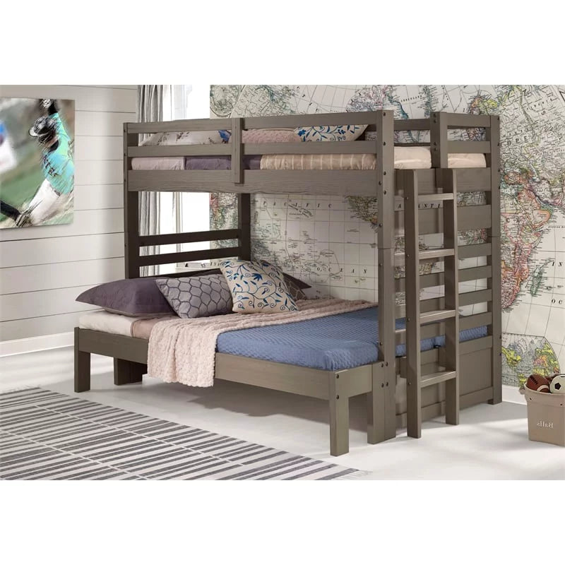 Solid Wood Twin-over-Full Bunk Bed with Ladder H106236