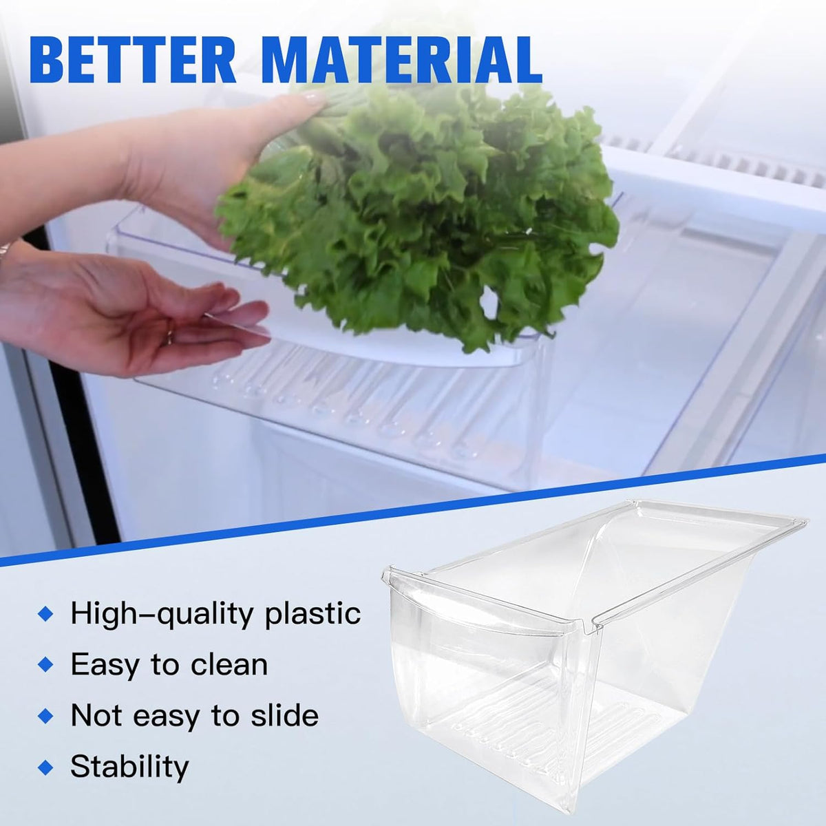 2Pcs Fridge Crisper Drawer & Crisper Bin Refrigerator Replacement G605779