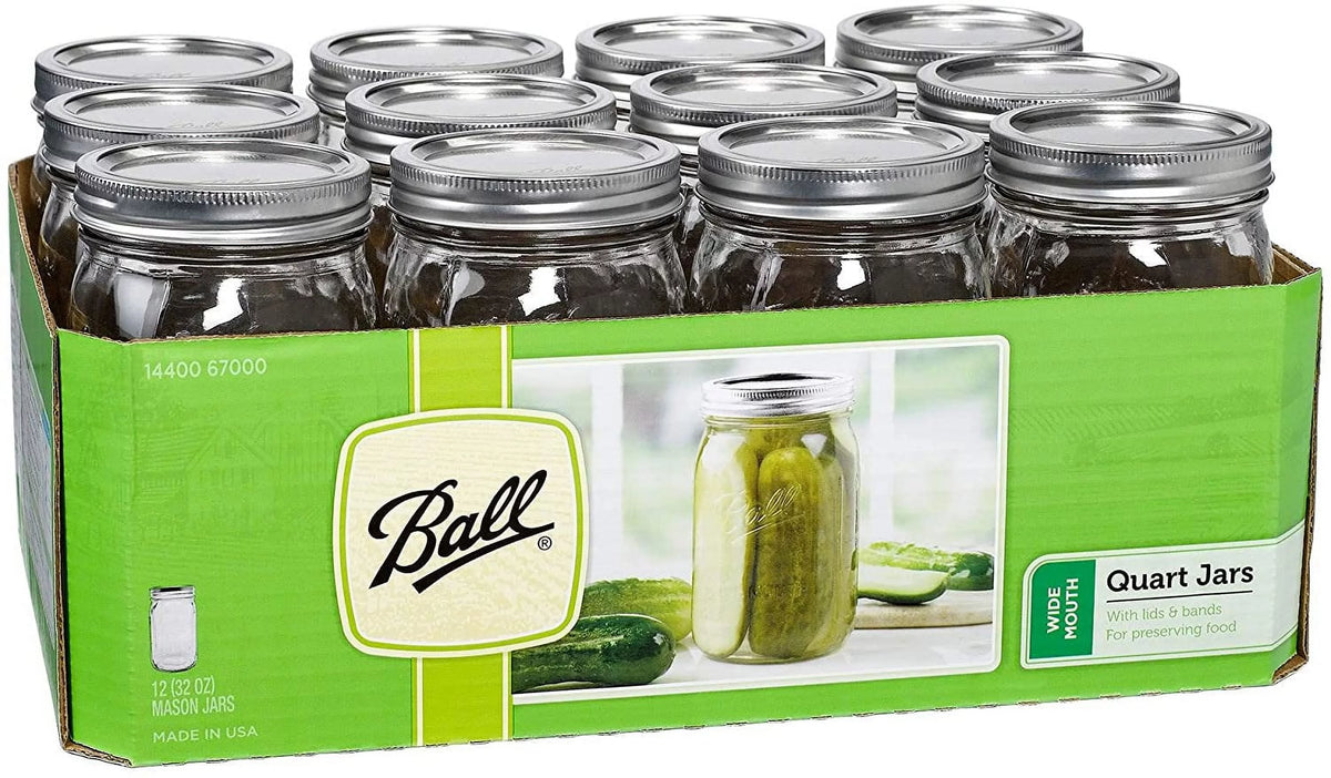 Wide Mouth Quart (32 oz) Jars with Lids and Bands (3 Pack of 12) C780133