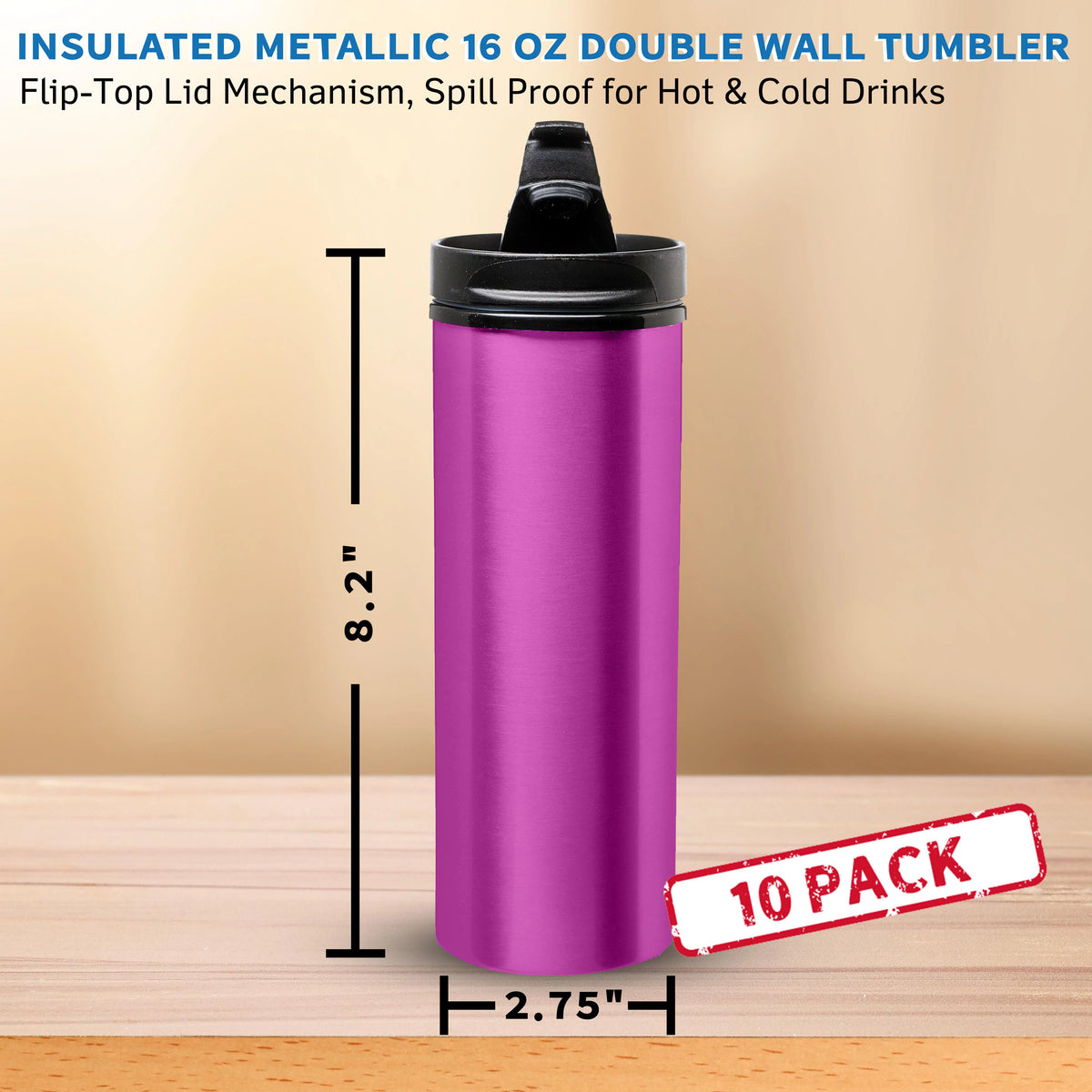 16 Oz Double Wall Tumbler Purple 10 Pack O5304