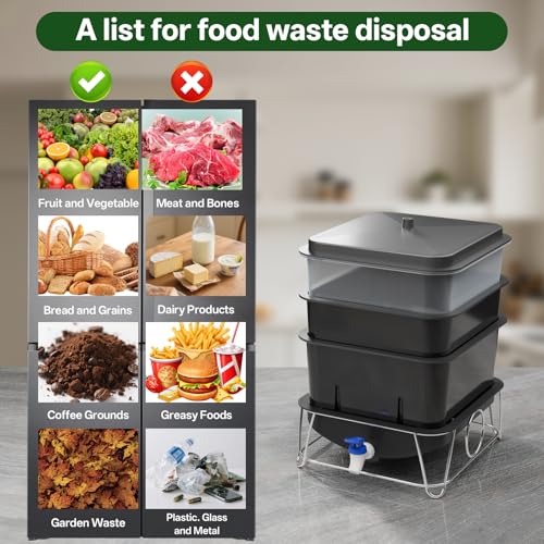 15L 3-Tray Worm Farm Composting Bin with Tool Set Z515