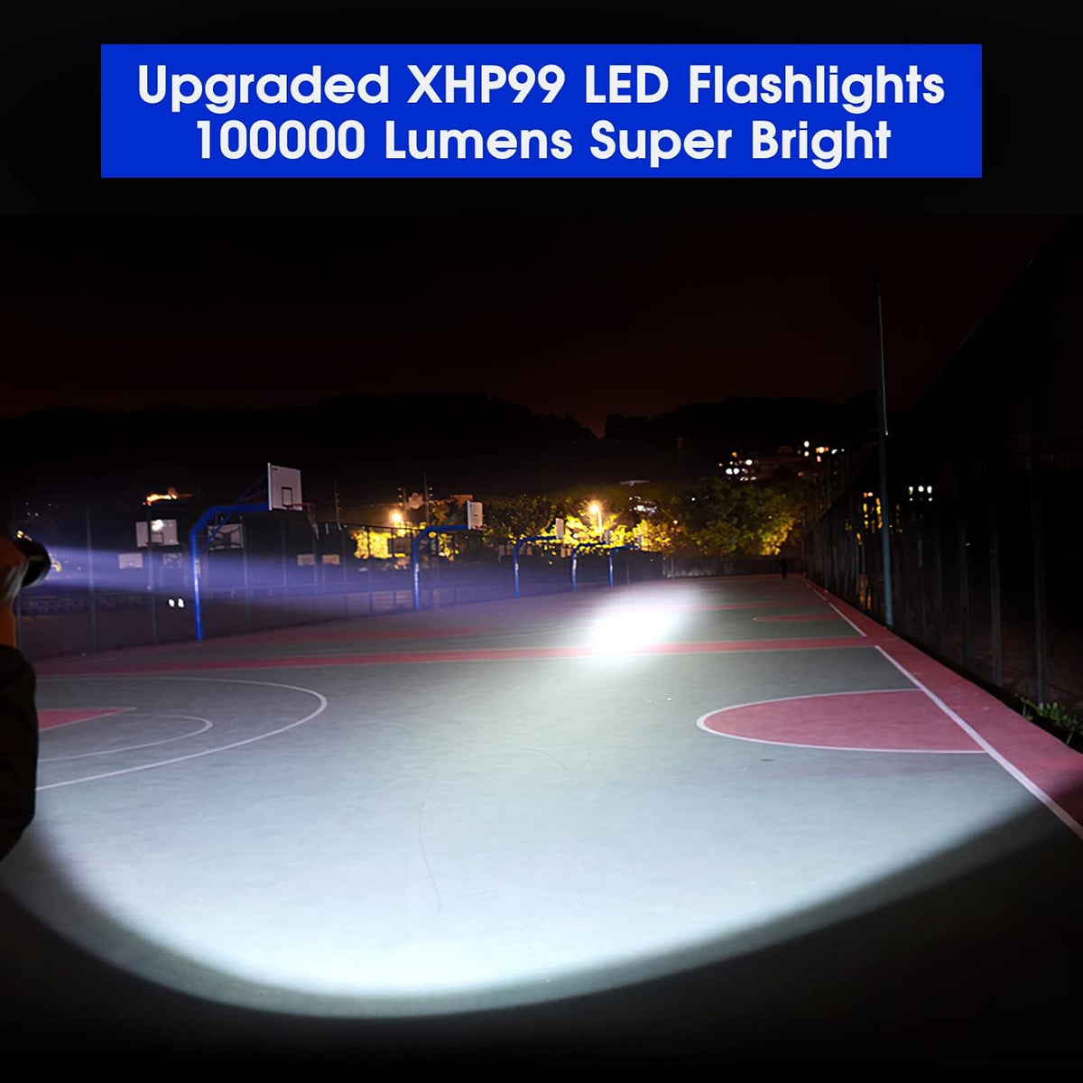 Rechargeable LED Flashlight 100000 High Lumens 5 Modes Zoomable IPX6 Waterproof D908