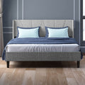 Light Grey Queen Upholstered Wingback Platform Bed Frame L77003