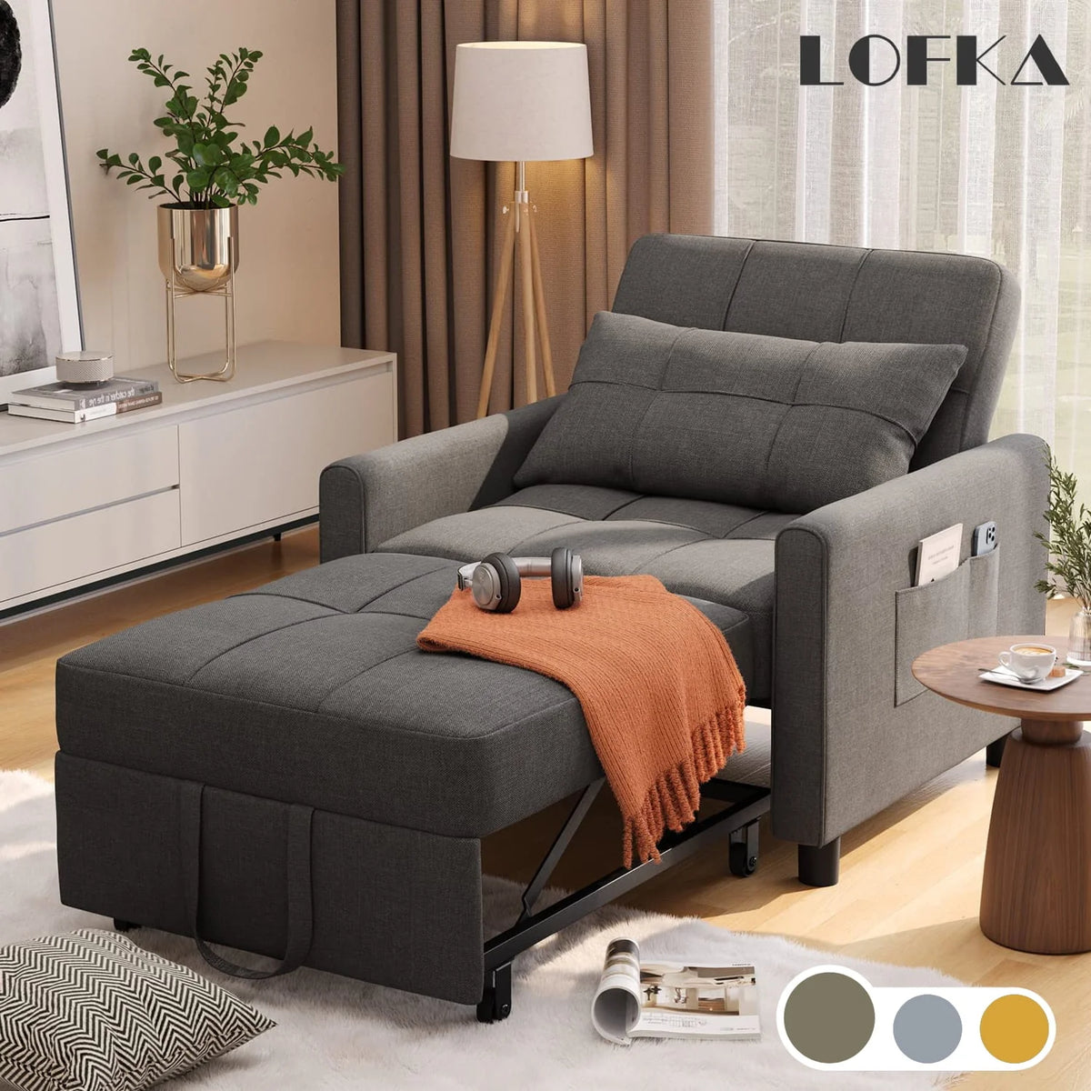 Gray Convertible Sofa Bed Z97416
