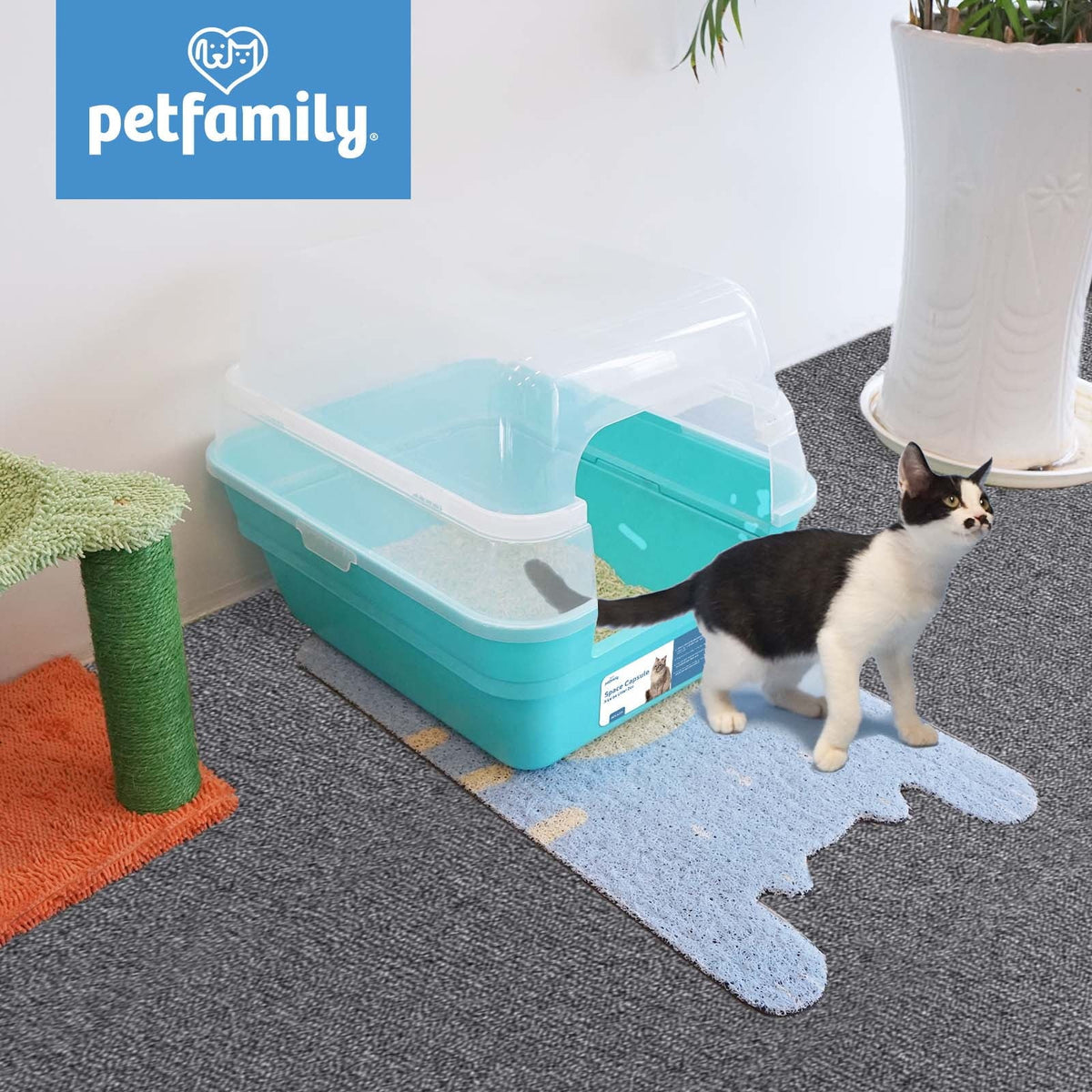 Extra Large Grey Hooded Cat Litter Box Y67021