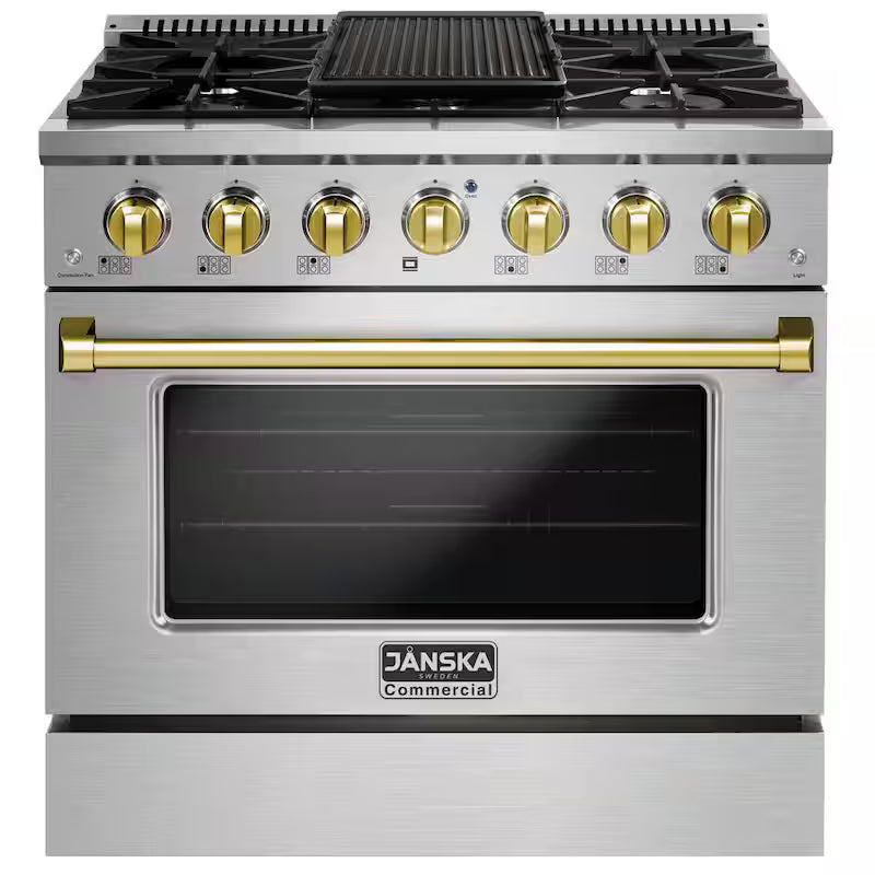 6-Burners Gas Range with Convection Oven and Griddle in Stainless Steel S3484