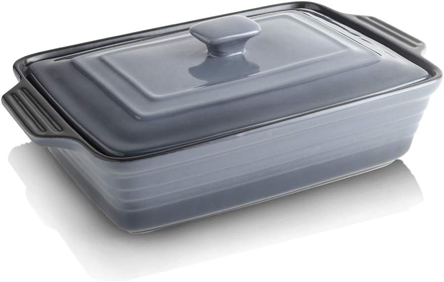 Reactive Glaze Ceramic Casserole Dish with Lid, 9 x 13 Inches Z436