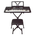 61 Key Portable Electronic Digital Keyboard Piano with Stand, Bench, Headphones, Microphone, Adapter M9395