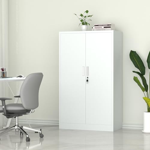 Black Metal Storage Cabinet with Locking Doors and Adjustable Shelves Q763401