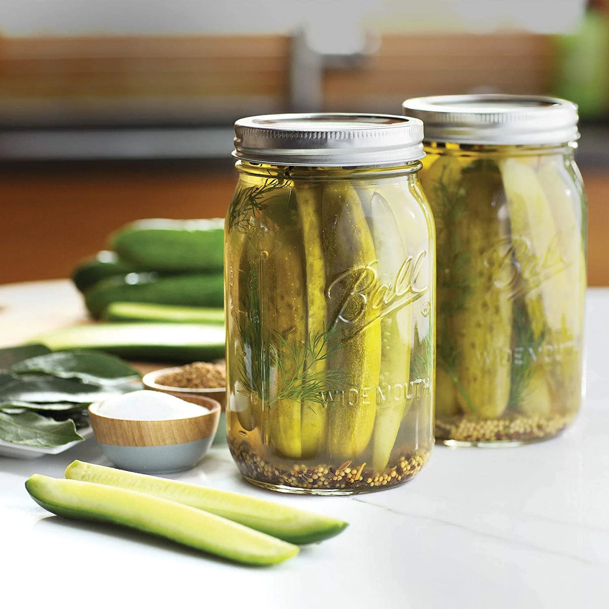 Wide Mouth Quart (32 oz) Jars with Lids and Bands (3 Pack of 12) C780133